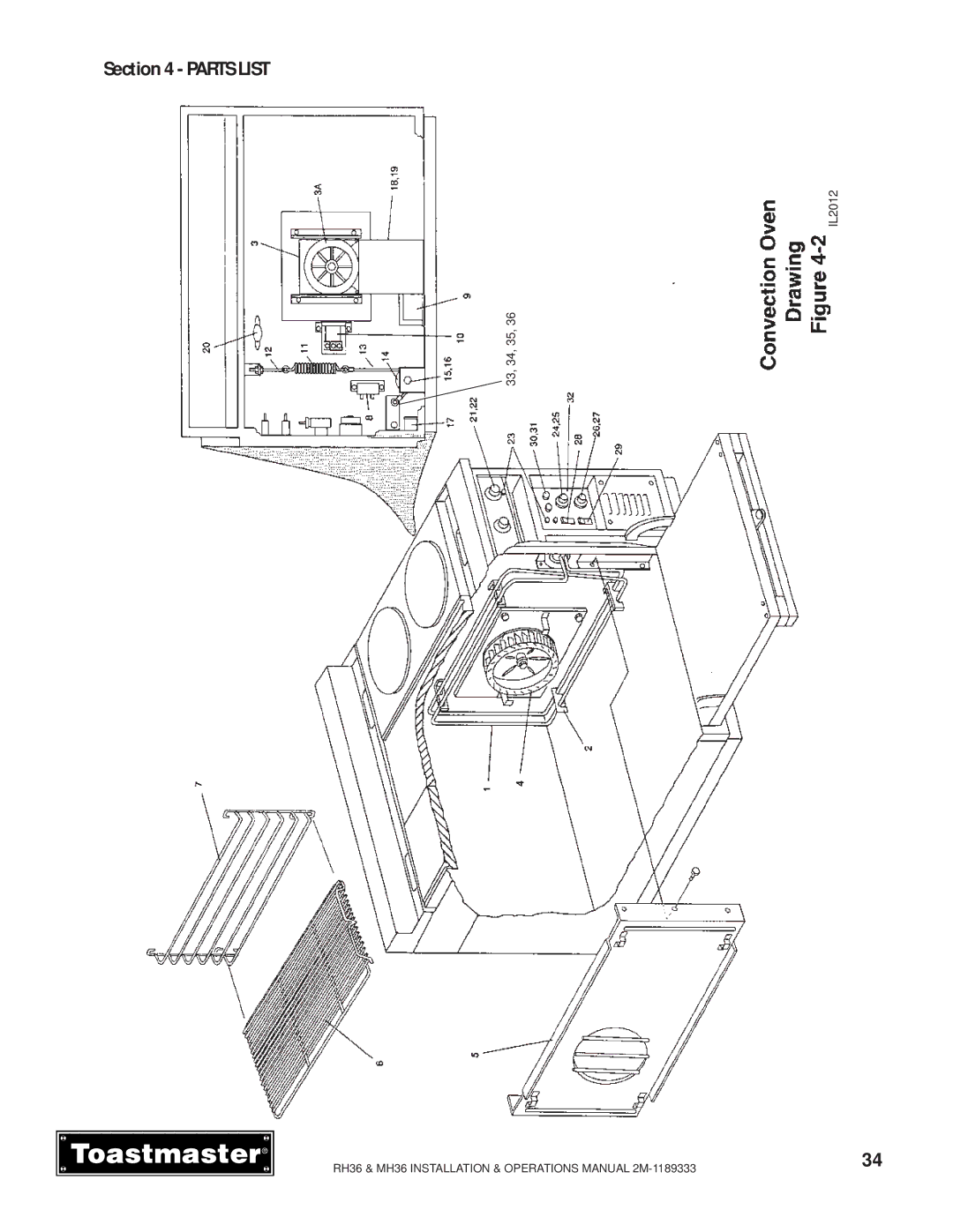 Toastmaster MH36, RH36 manual IL2012 33, 34, 35 