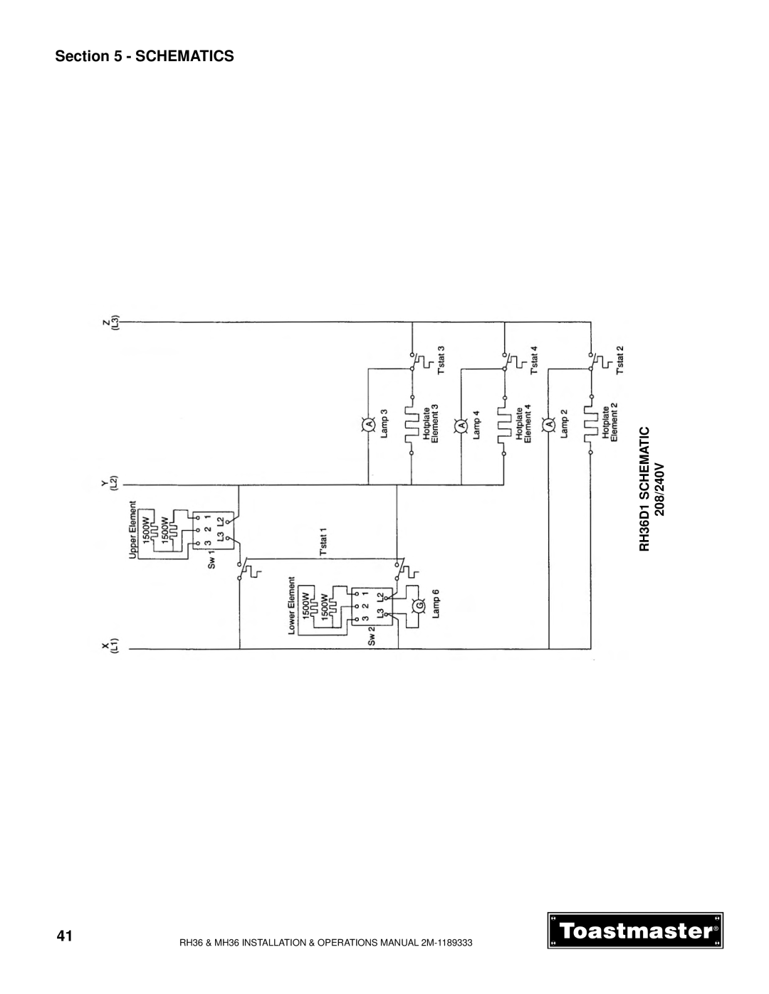 Toastmaster RH36, MH36 manual Schematics 