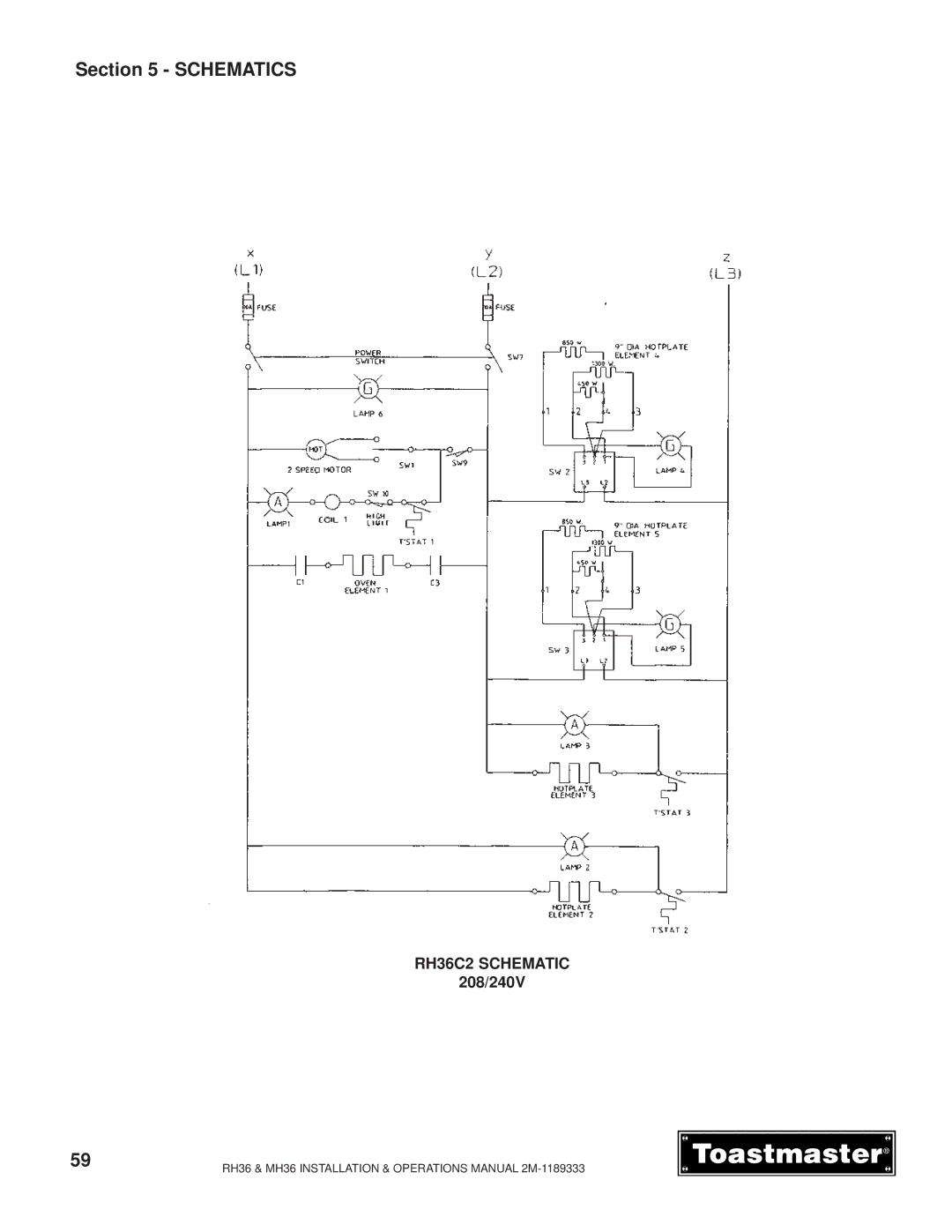 Toastmaster MH36 manual RH36C2 Schematic 