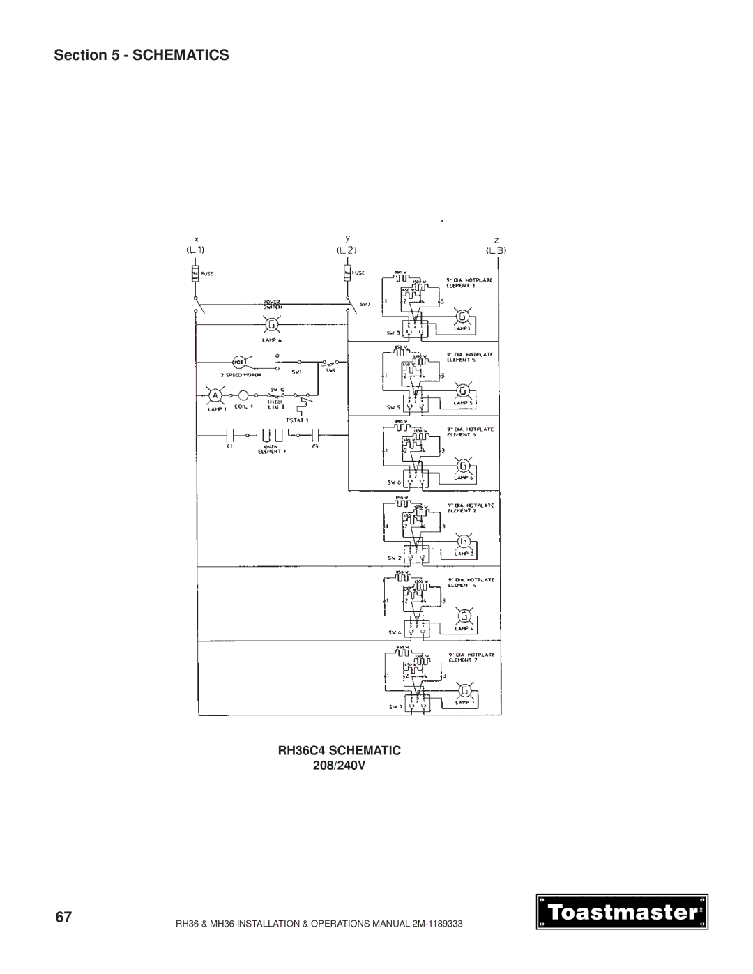 Toastmaster MH36 manual RH36C4 Schematic 