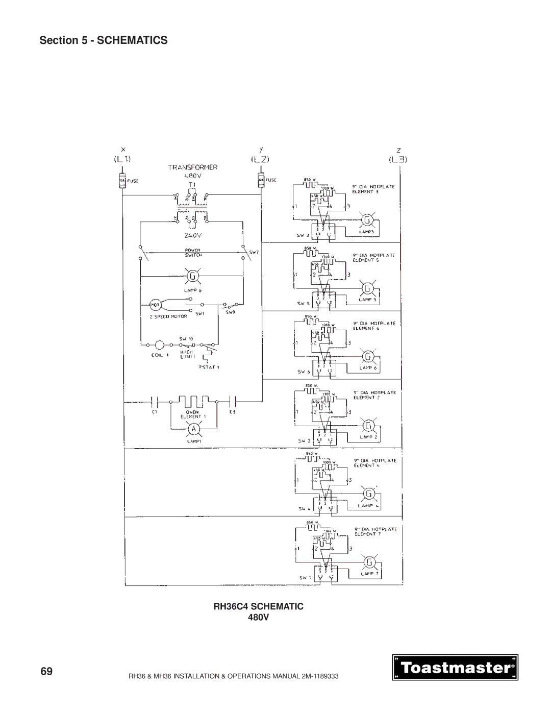 Toastmaster RH36, MH36 manual 480V 