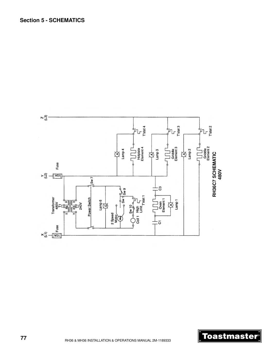 Toastmaster MH36 manual RH36C7 Schematic 