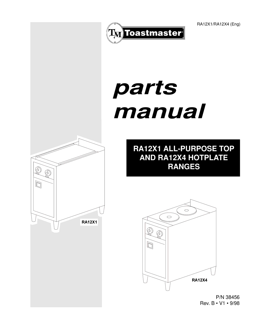 Toastmaster RA12X1, RA12X4 manual Parts manual 