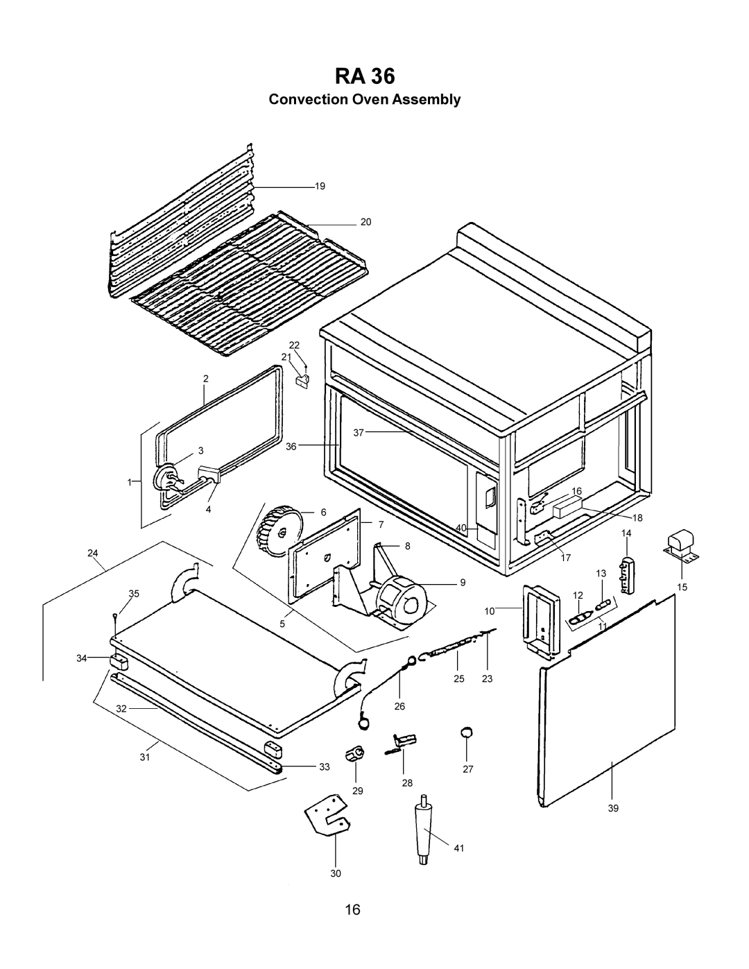 Toastmaster RA36C, RA36M, RA36D manual Convection Oven Assembly 