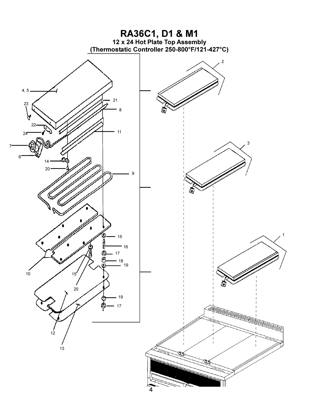 Toastmaster RA36M, RA36D manual RA36C1, D1 & M1 