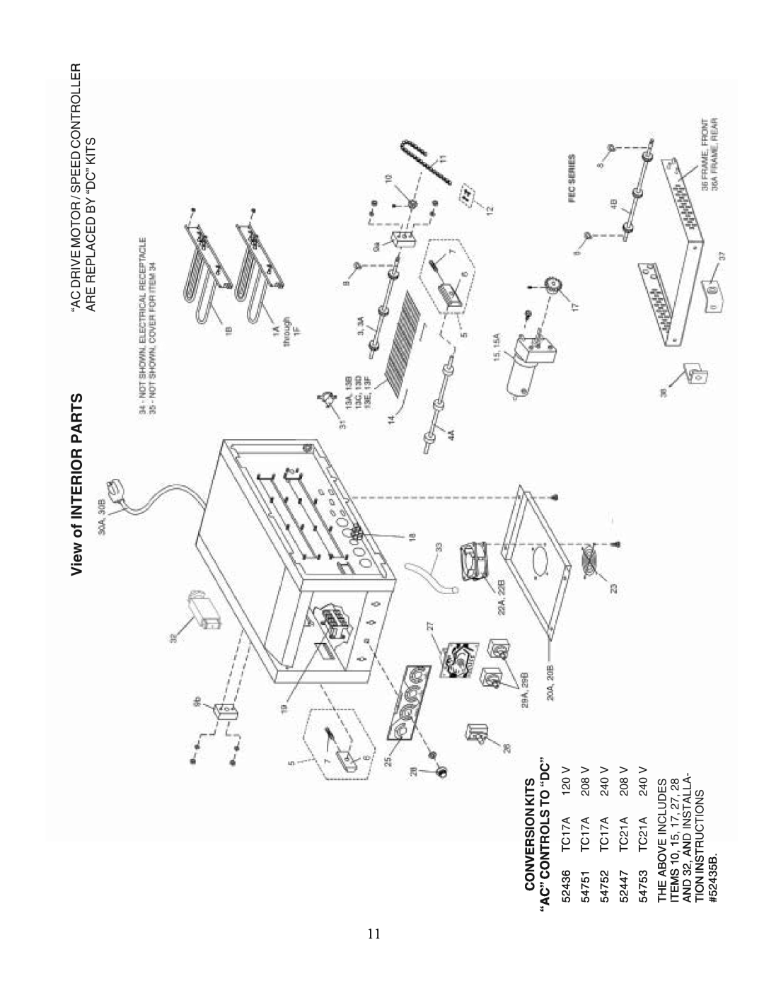 Toastmaster TC21A, TC17A manual View of INTERIOR PARTS, Conversion Kits “Ac” Controls To “Dc” 