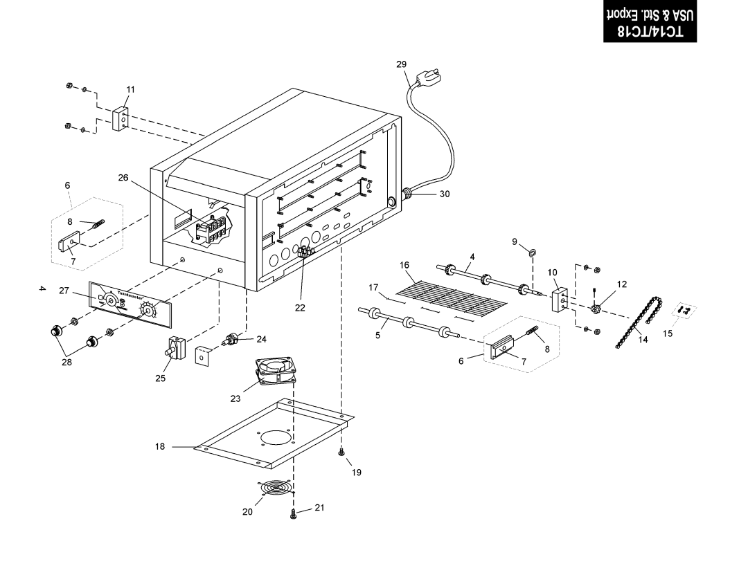 Toastmaster TC14A63, TC18A63, TC1474, TC1463, TC1466, TC1866, TC14A74, TC14A66, TC18A66, TC1863 manual Export .Std & USA 