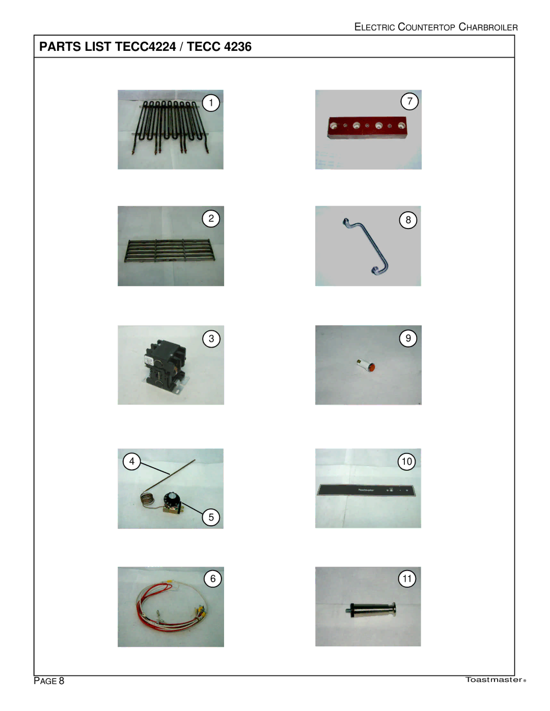 Toastmaster TECC 4236, TECC 4224 manual Parts List TECC4224 / Tecc 