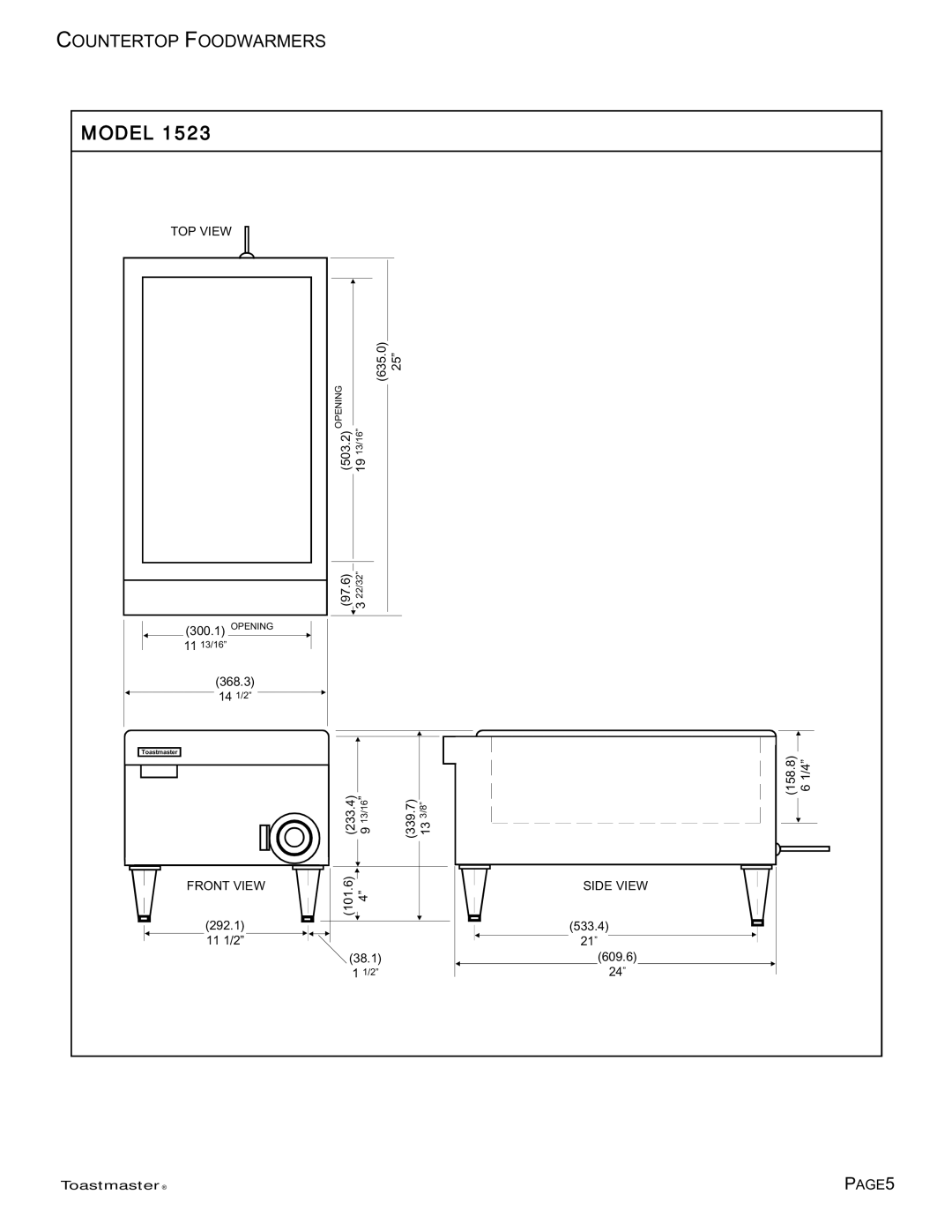 Toastmaster TECF1527, TECF1529, TECF1523 manual Model 