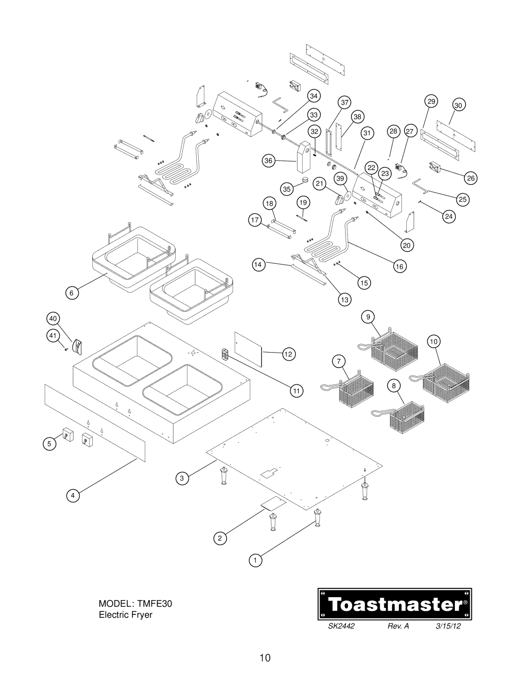 Toastmaster TMFE15 manual Model TMFE30 