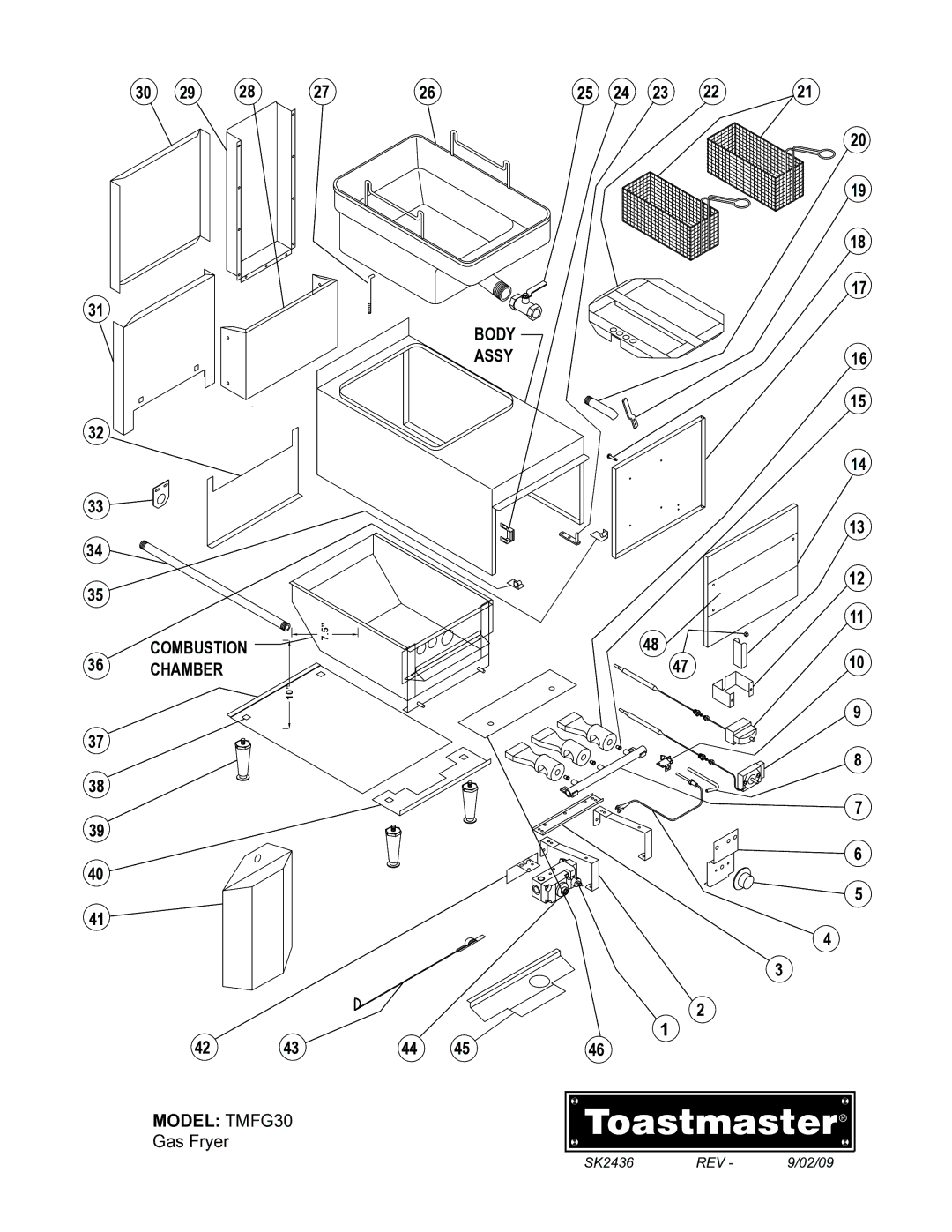 Toastmaster TMFG18-NAT, TMFG30-NAT, TMFG18-LP, TMFG30-LP manual Combustion Chamber Body Assy 