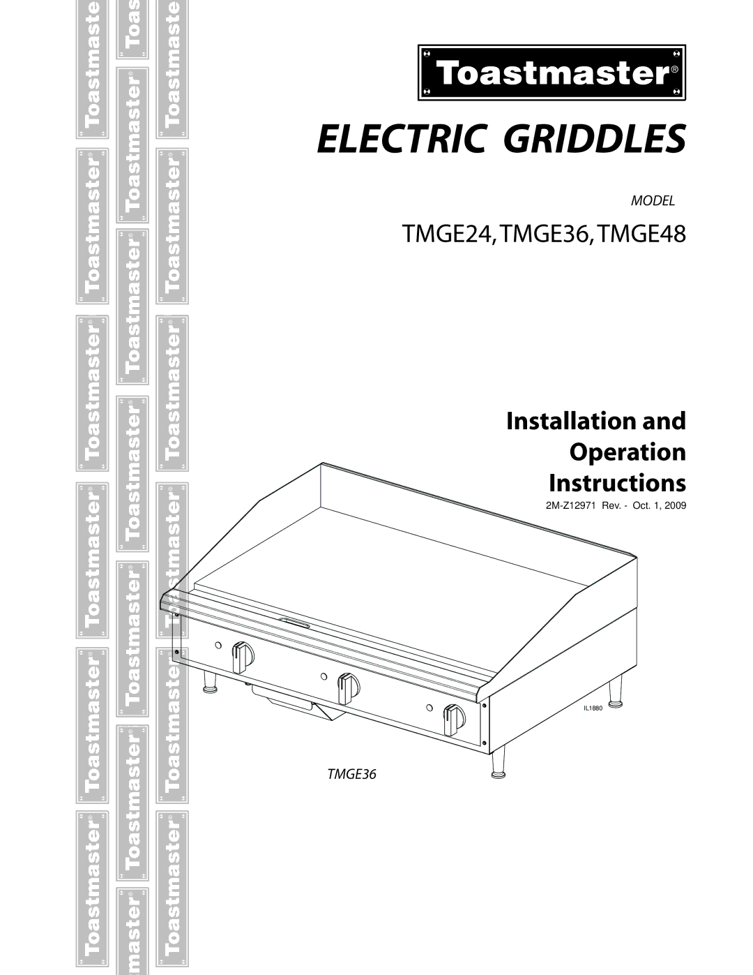Toastmaster TMGE36, TMGE24, TMGE48 manual Electric Griddles 