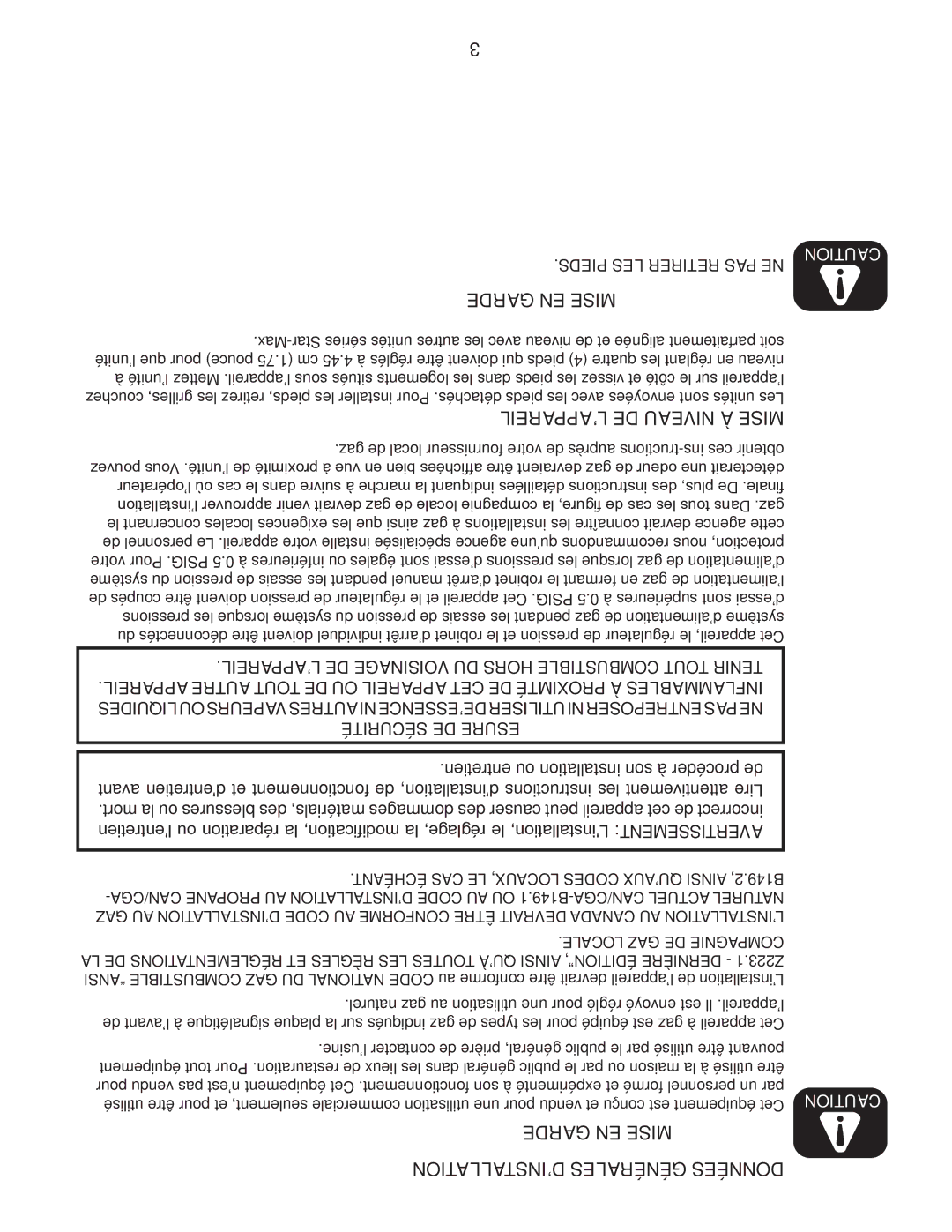 Toastmaster TMHP6, TMHP4, THMP2 manual ’APPAREIL DE Niveau À Mise, Garde EN Mise ’INSTALLATIO Générales Données 