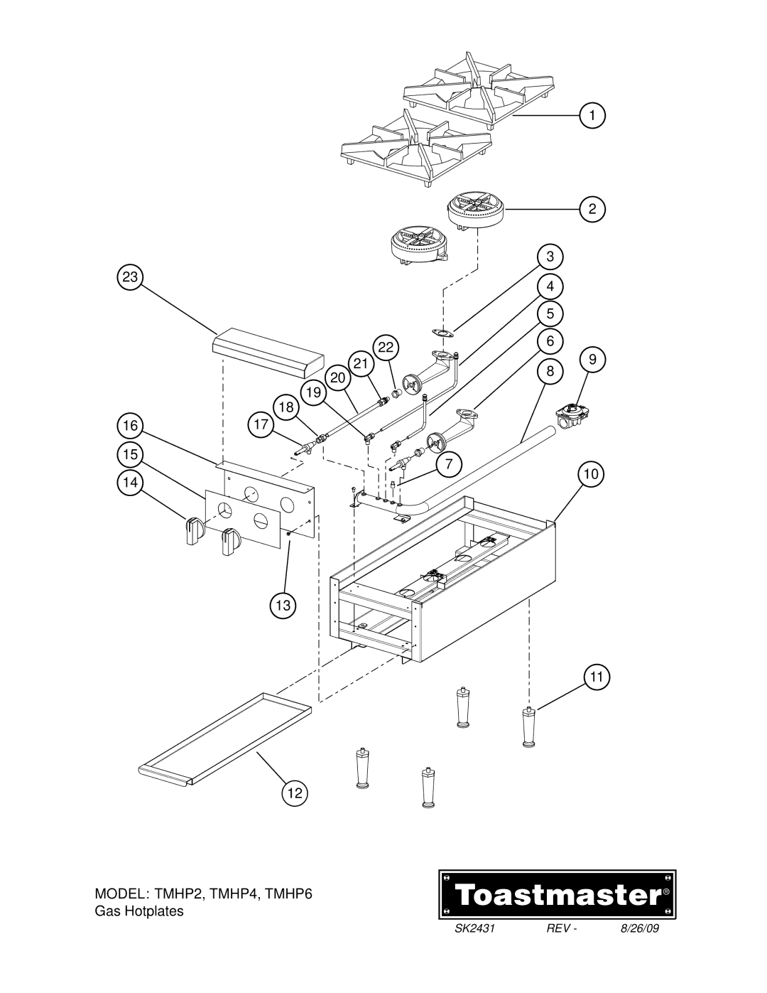 Toastmaster THMP2 manual Model TMHP2, TMHP4, TMHP6 Gas Hotplates 