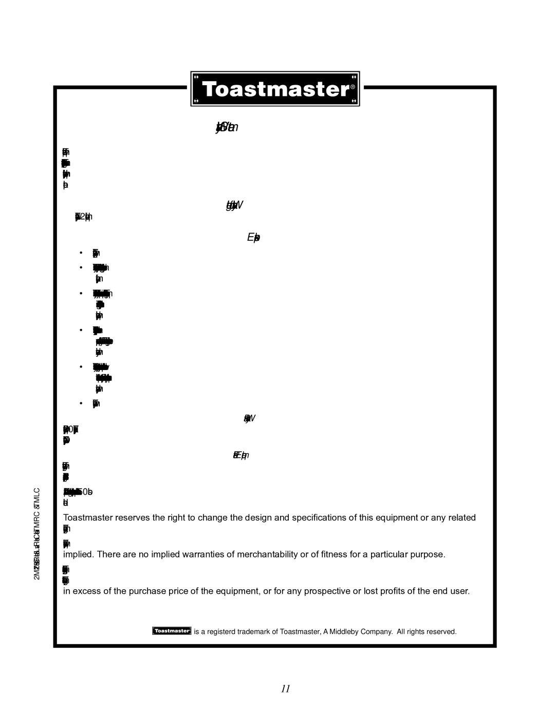 Toastmaster TMRC36, TMRC48, TMRC24 manual Length of Warranty, Exceptions 