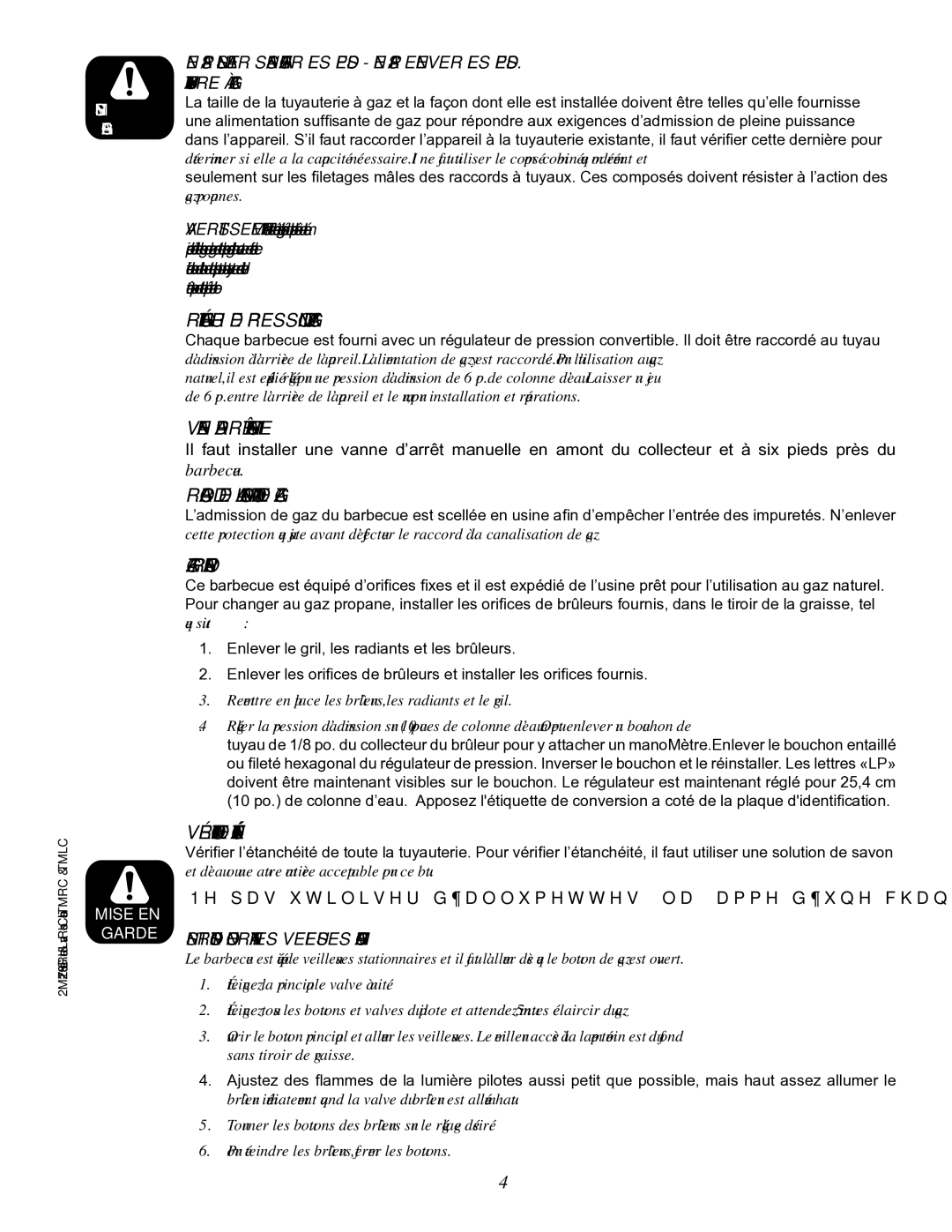 Toastmaster TMRC36, TMRC48, TMRC24 manual ’ÉTANCHÉITÉ DE Vérification, ’ALLUMAGE Veilleuses LES Concernant Instructions 