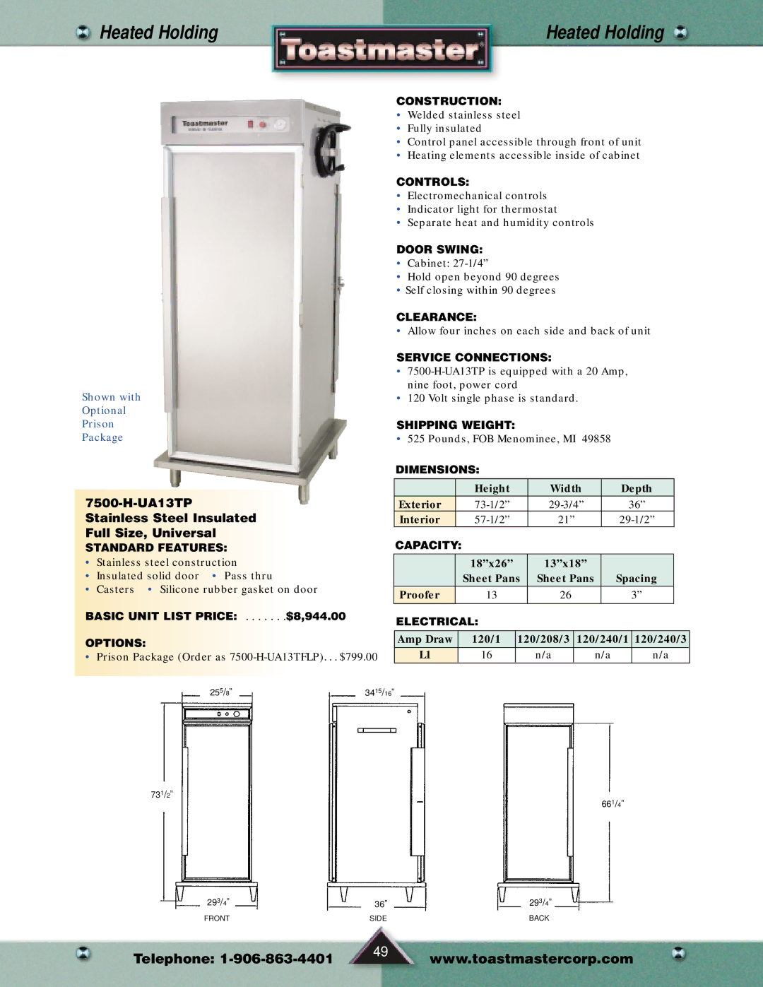 Toastmaster Toaster and Oven manual UA13TP Stainless Steel Insulated Full Size, Universal 