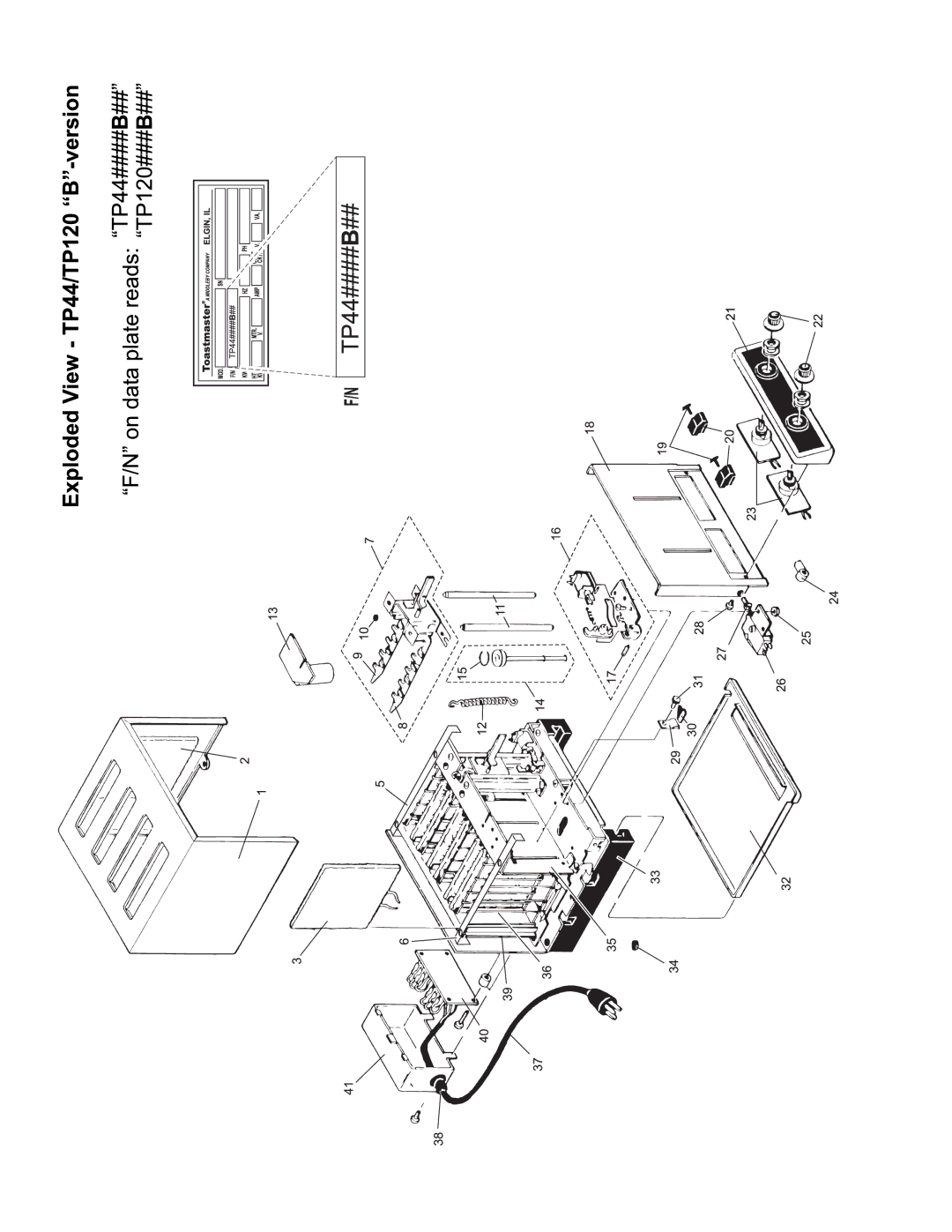 Toastmaster tp120, tp44, bt120 manual 