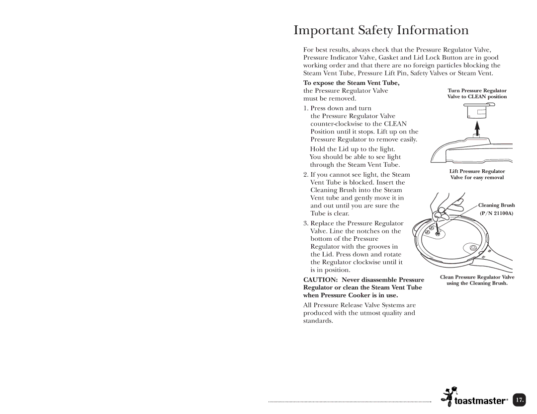 Toastmaster TPC4000 manual Important Safety Information 