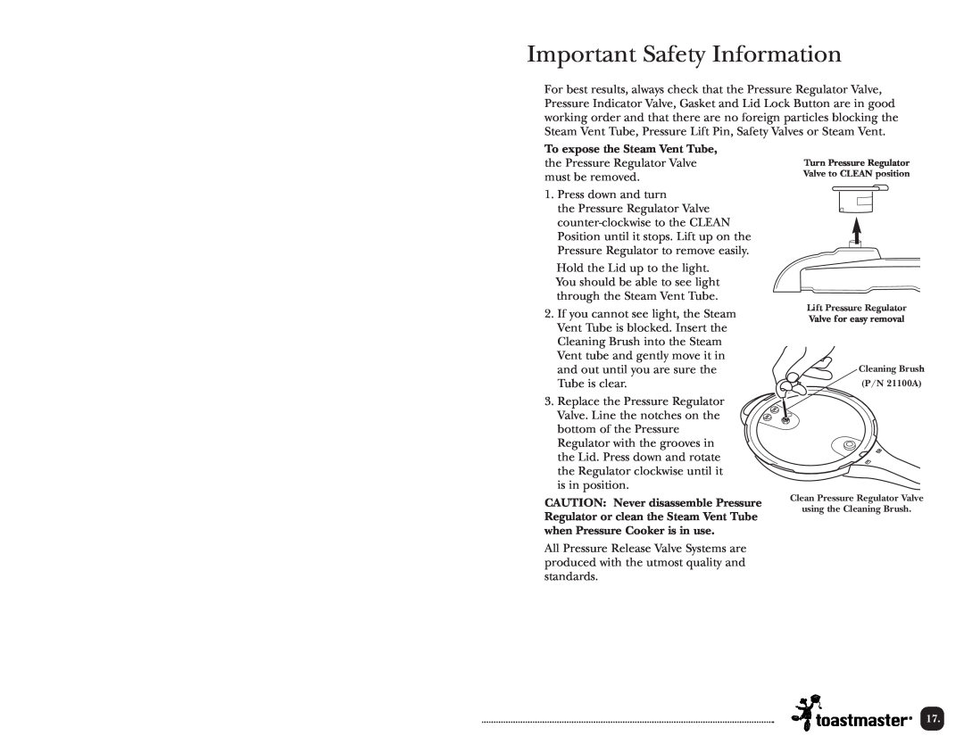 Toastmaster TPC4000 manual Important Safety Information 