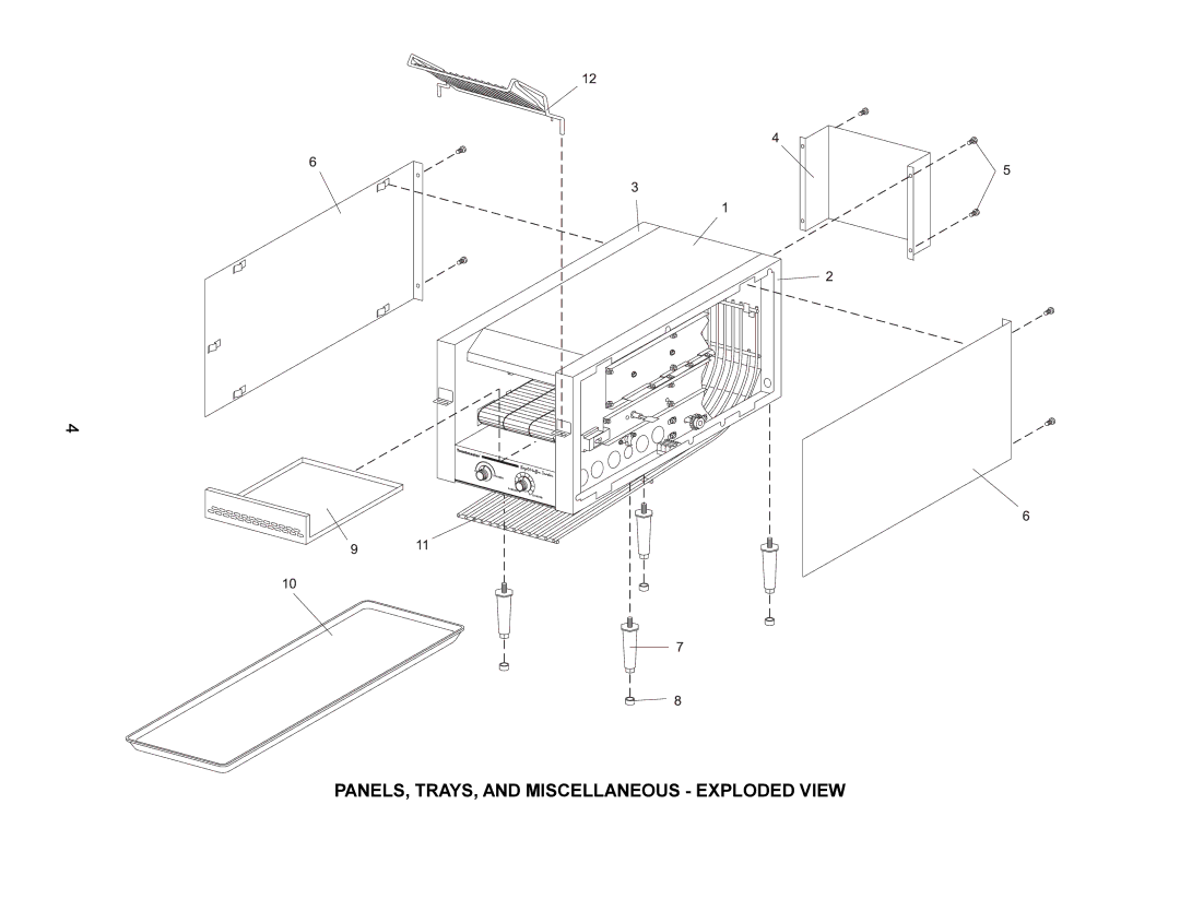 Toastmaster TW240, TW208, TB240, TB208 manual PANELS, TRAYS, and Miscellaneous Exploded View 