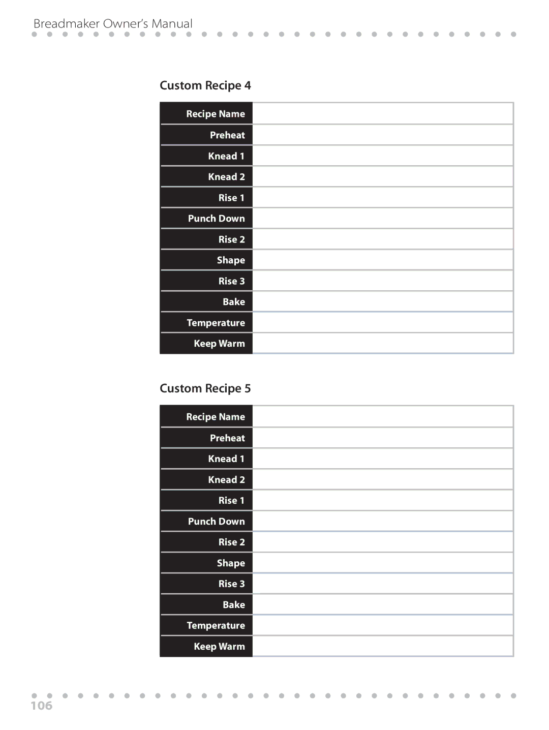 Toastmaster WBYBM1 manual 106 