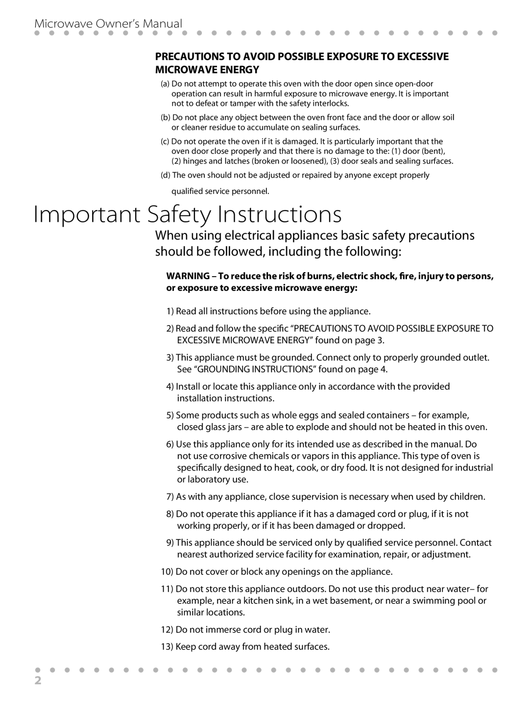 Toastmaster WBYMW1 manual Important Safety Instructions 