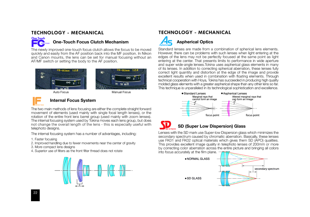 Tokina ATX840AFDC manual Technology Mechanical 