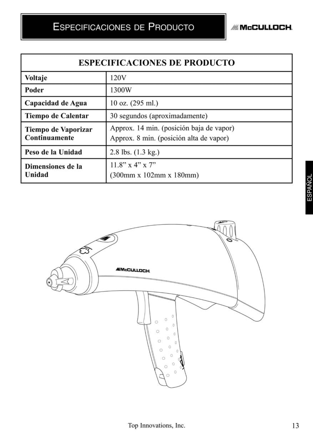 Top Innovations MC1235 manual 