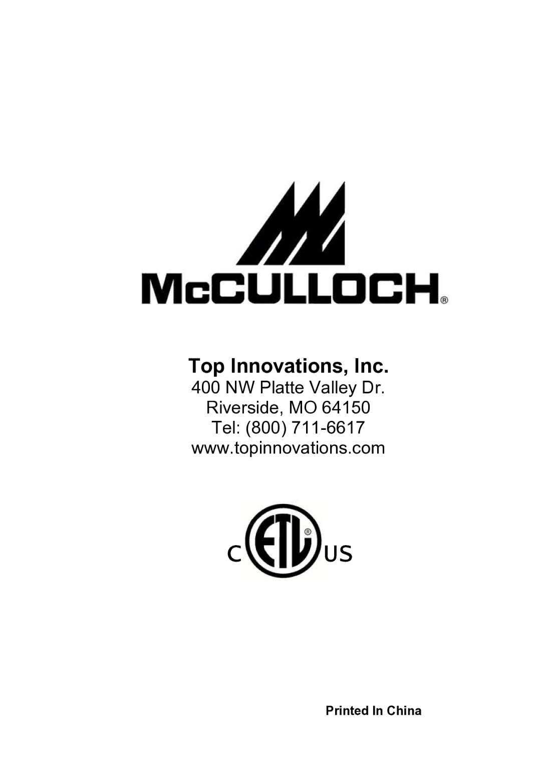 Top Innovations MC1910 warranty Top Innovations, Inc 