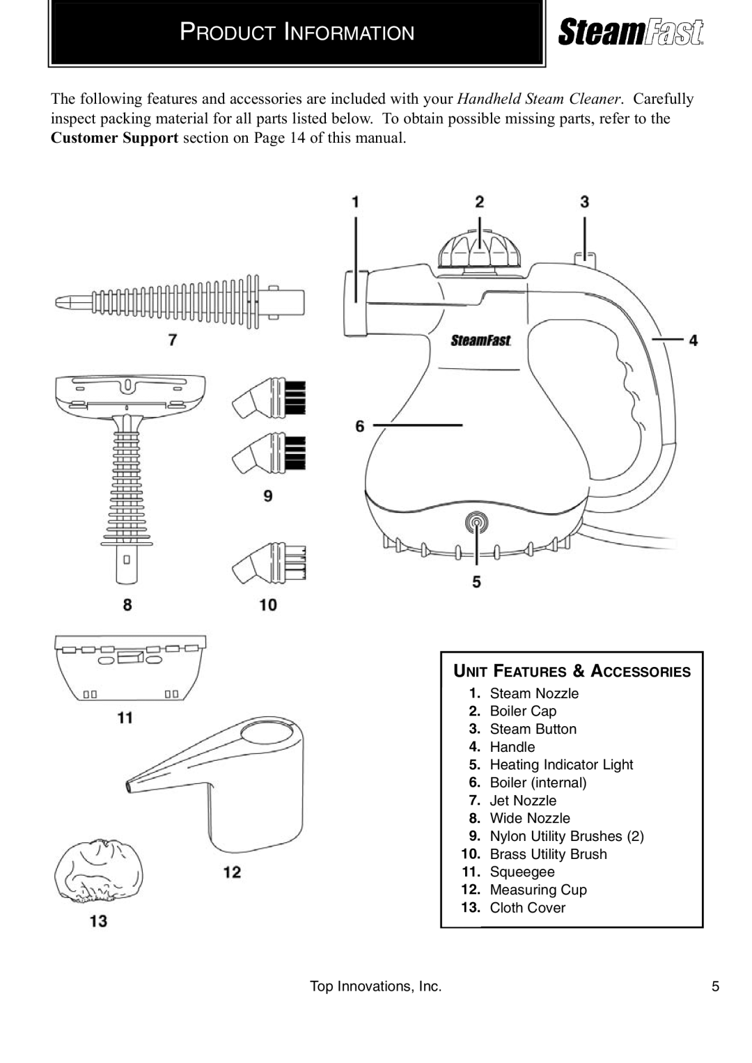 Top Innovations SF-226 warranty Product Information 