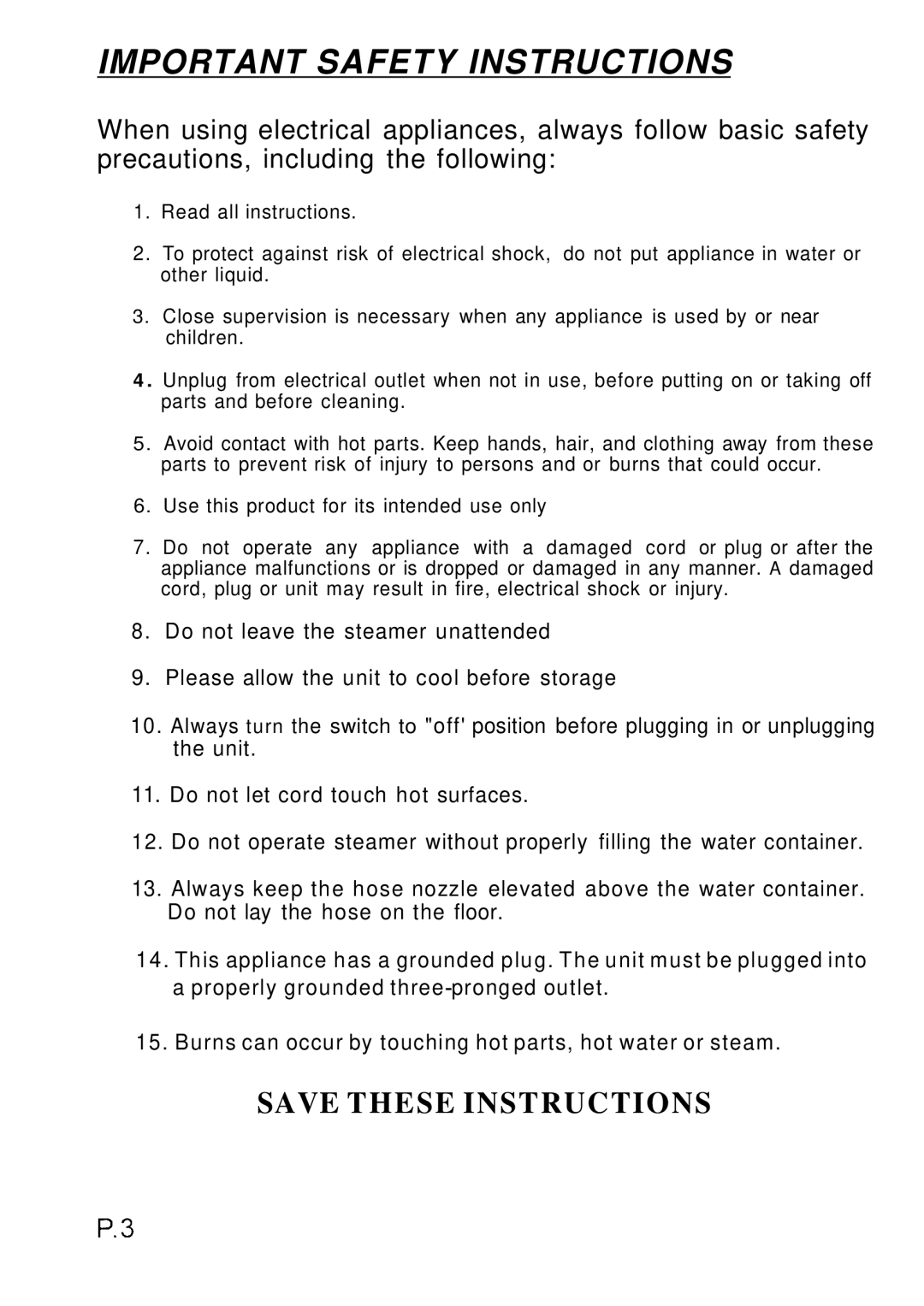 Top Innovations SF-450 manual Important Safety Instructions 