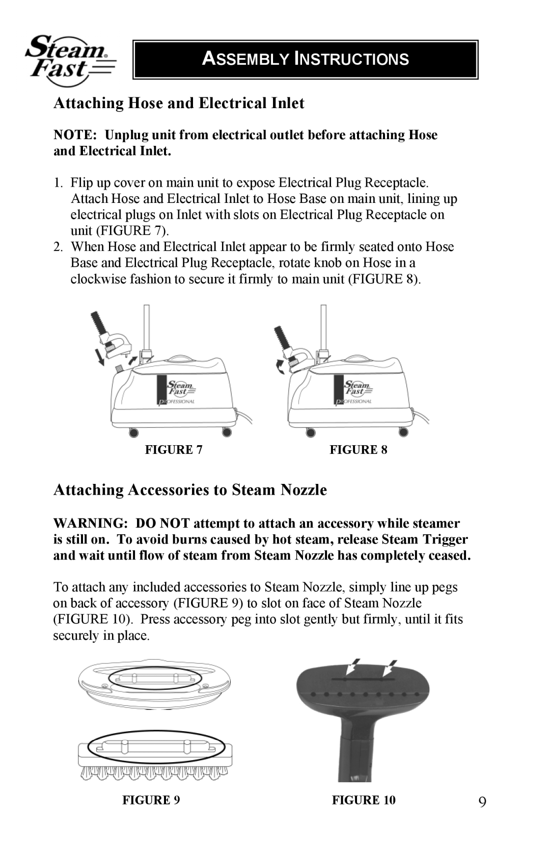 Top Innovations SF-465 warranty Attaching Hose and Electrical Inlet 