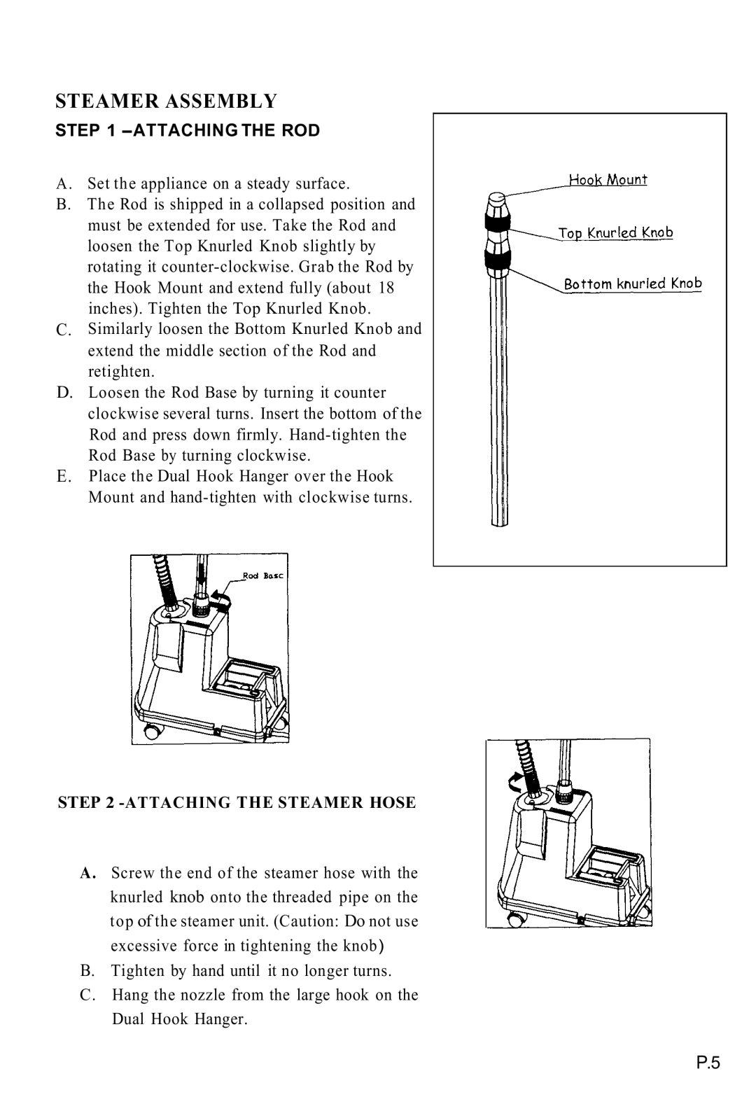 Top Innovations SP-350 manual Steamer Assembly 