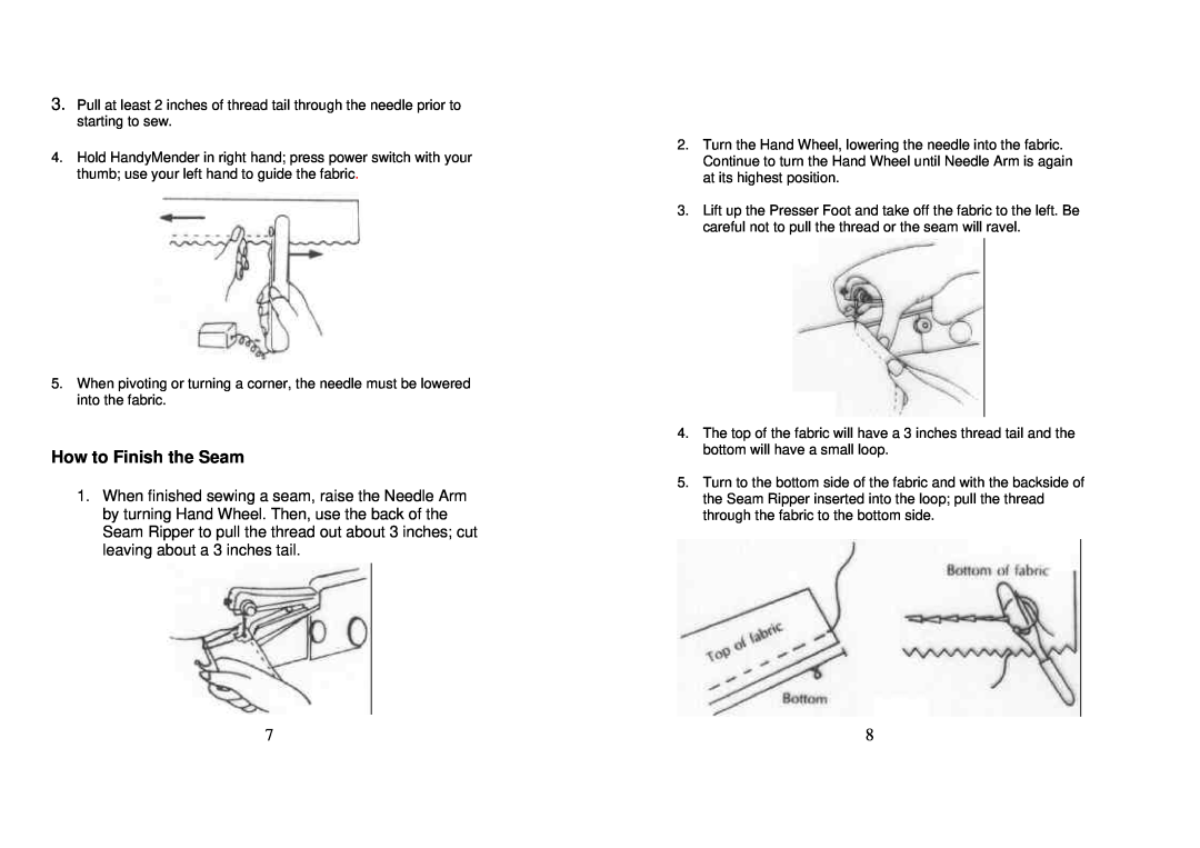 Top Innovations SP-400 owner manual How to Finish the Seam 