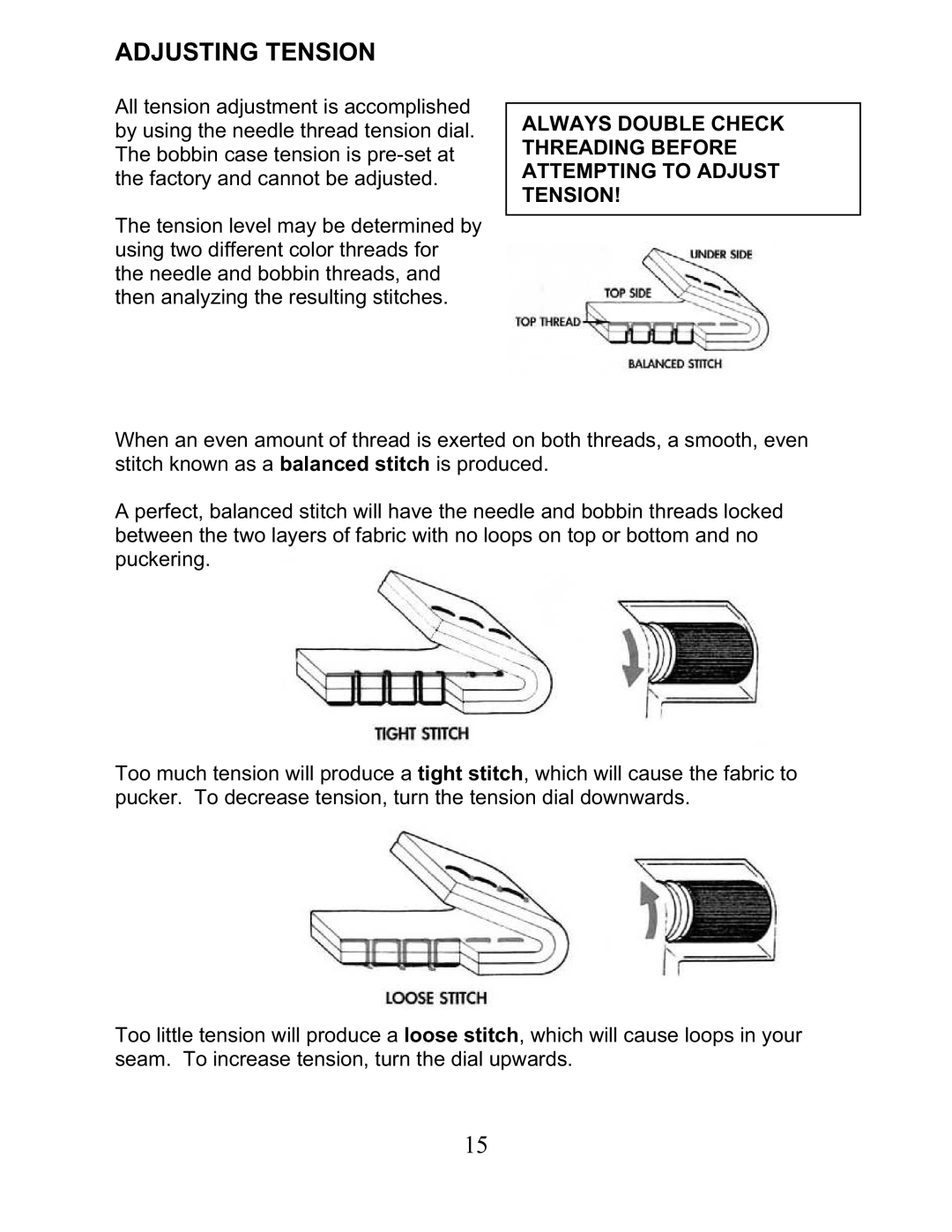 Top Innovations SP-402 owner manual Adjusting Tension 