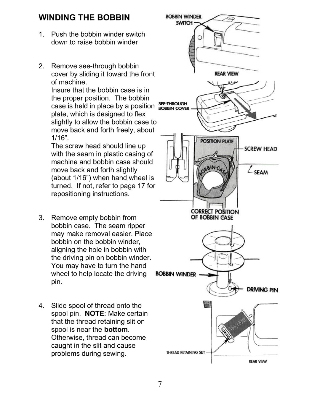 Top Innovations SP-402 owner manual Winding the Bobbin 