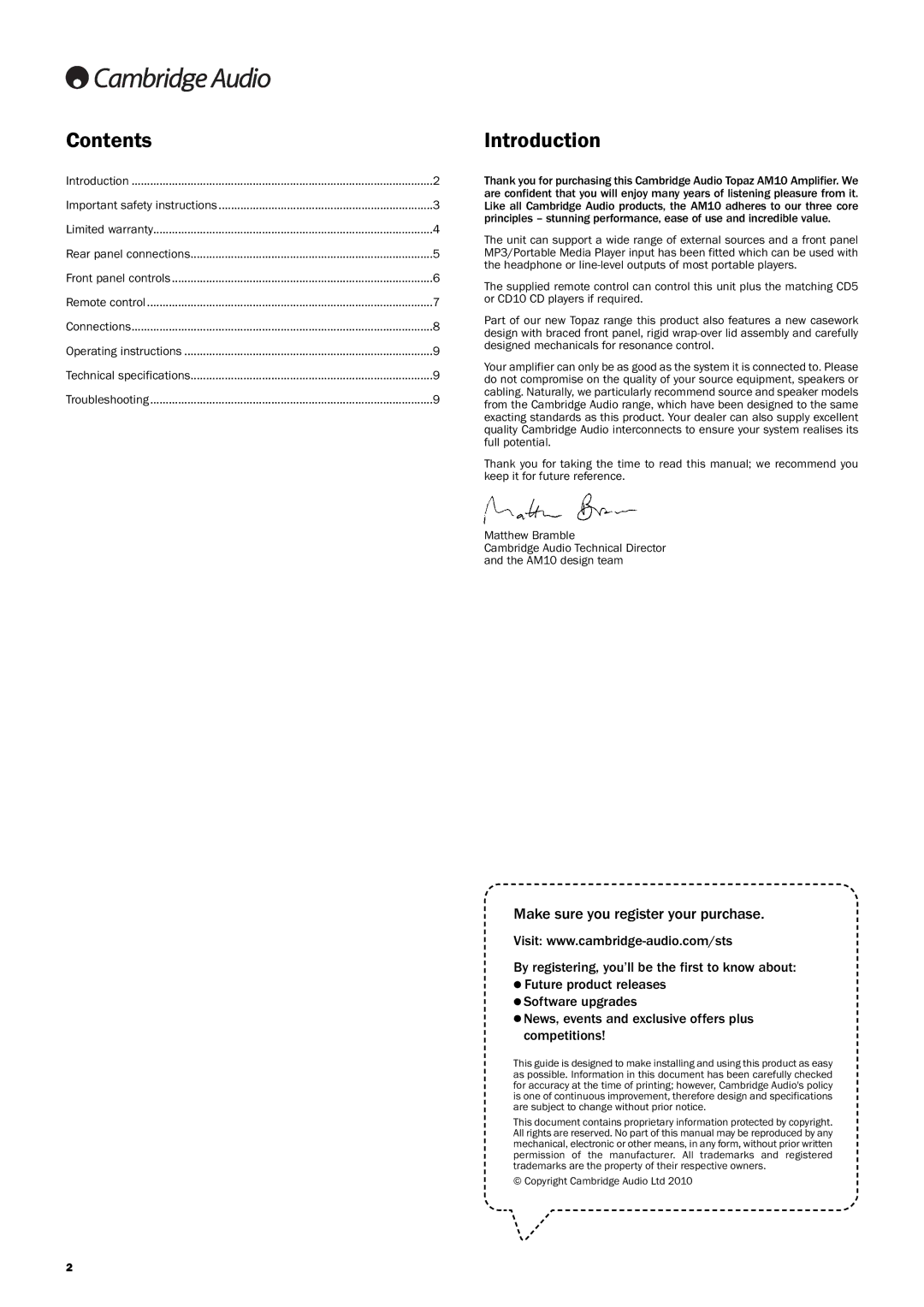 Topaz Systems AM10 manual Contents, Introduction 