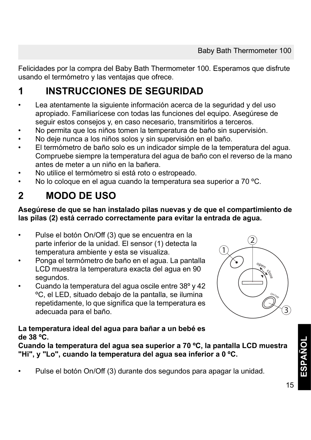 Topcom 100 manual Instrucciones DE Seguridad, Modo DE USO, Español 