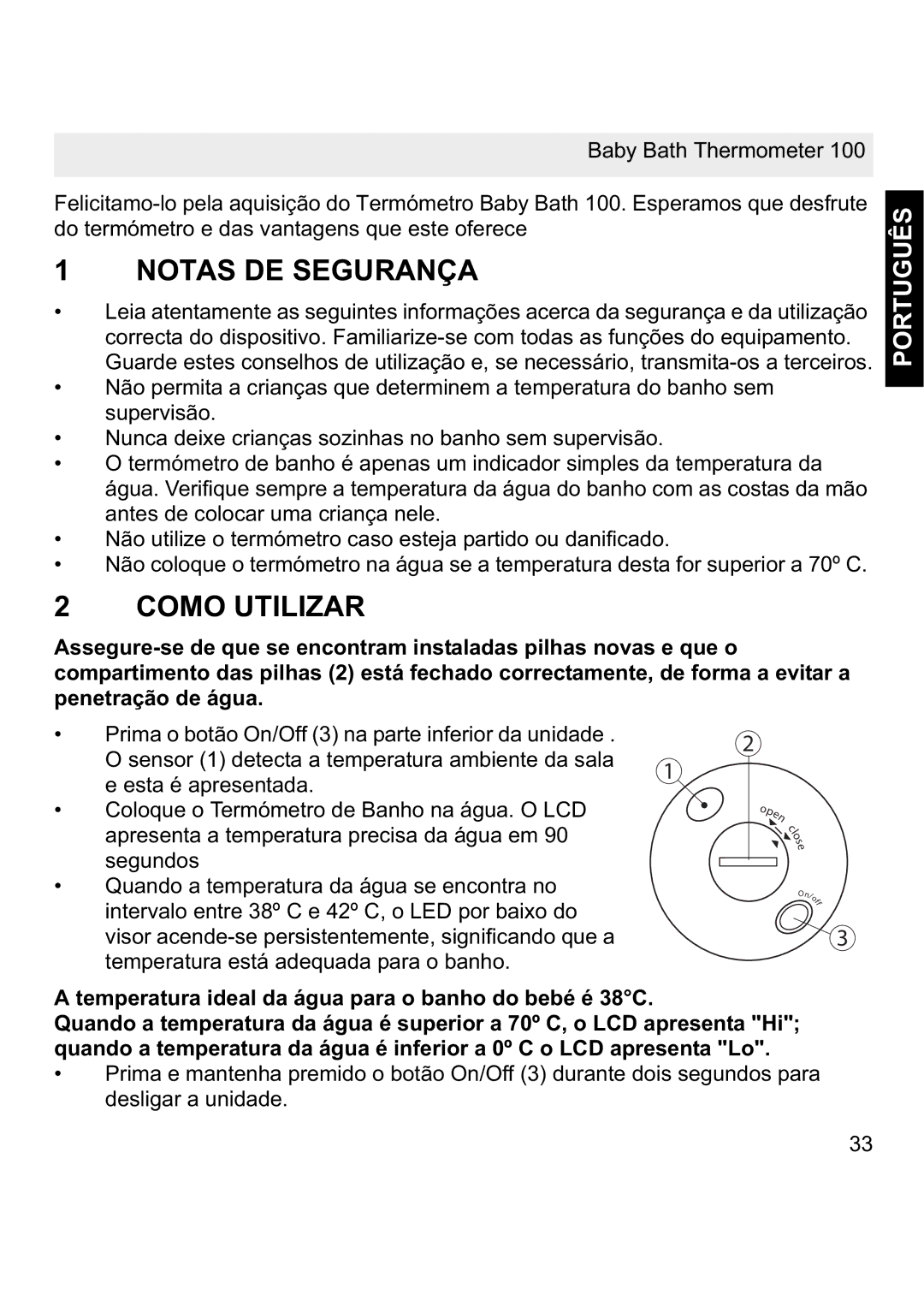 Topcom 100 manual Notas DE Segurança, Como Utilizar, Português 