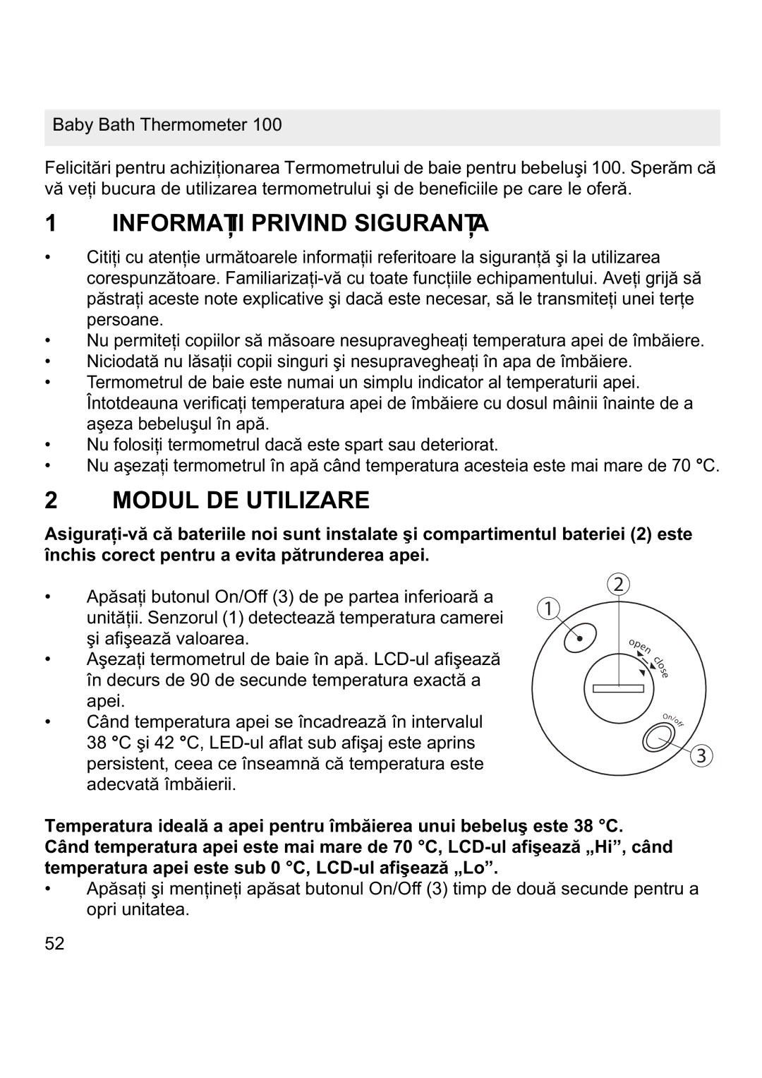 Topcom 100 manual INFORMAğII Privind SIGURANğA, Modul DE Utilizare 