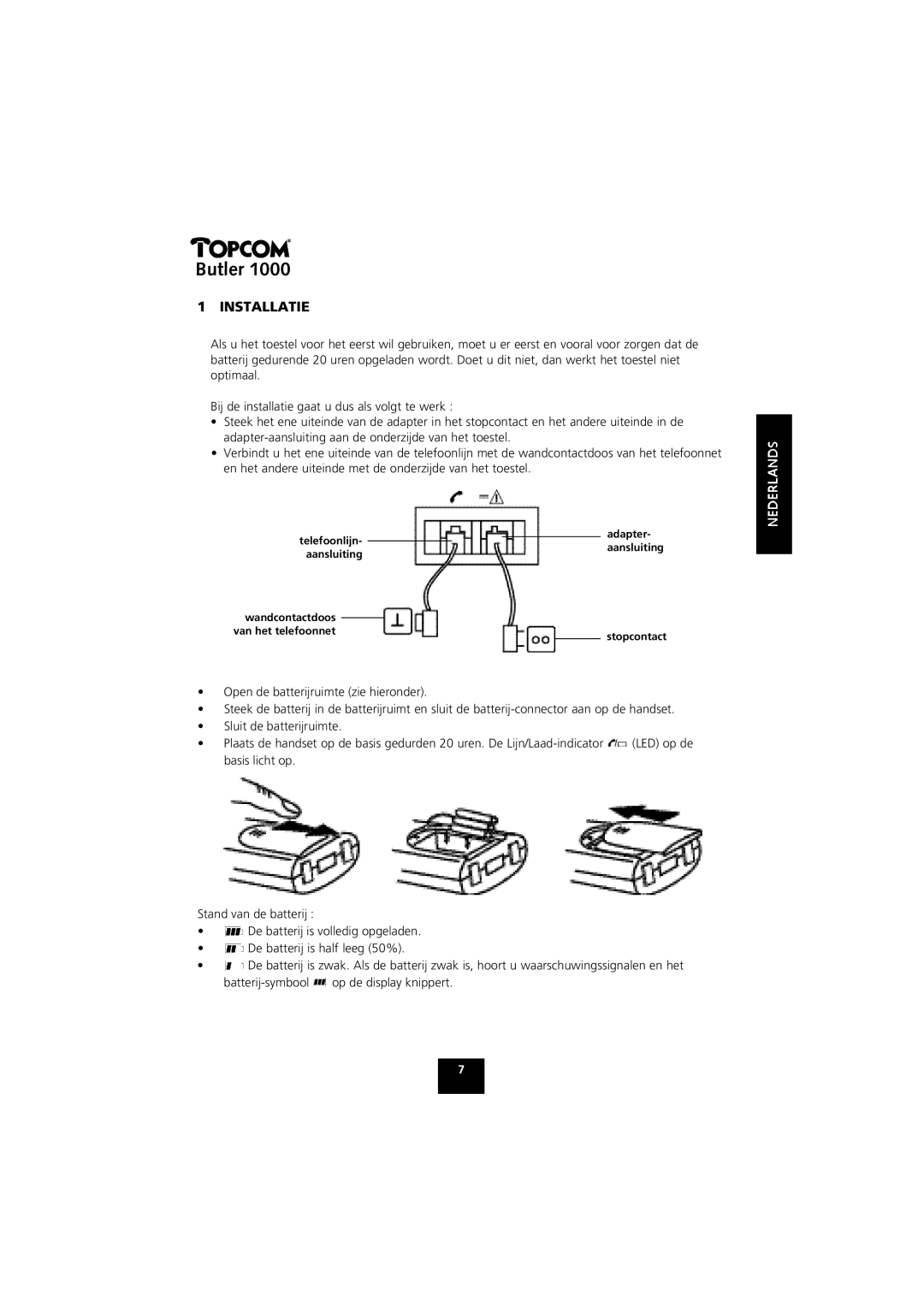 Topcom 1000 manual Installatie 