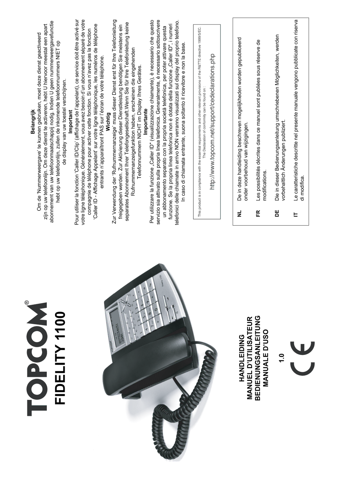 Topcom 1100 manual Fidelity 