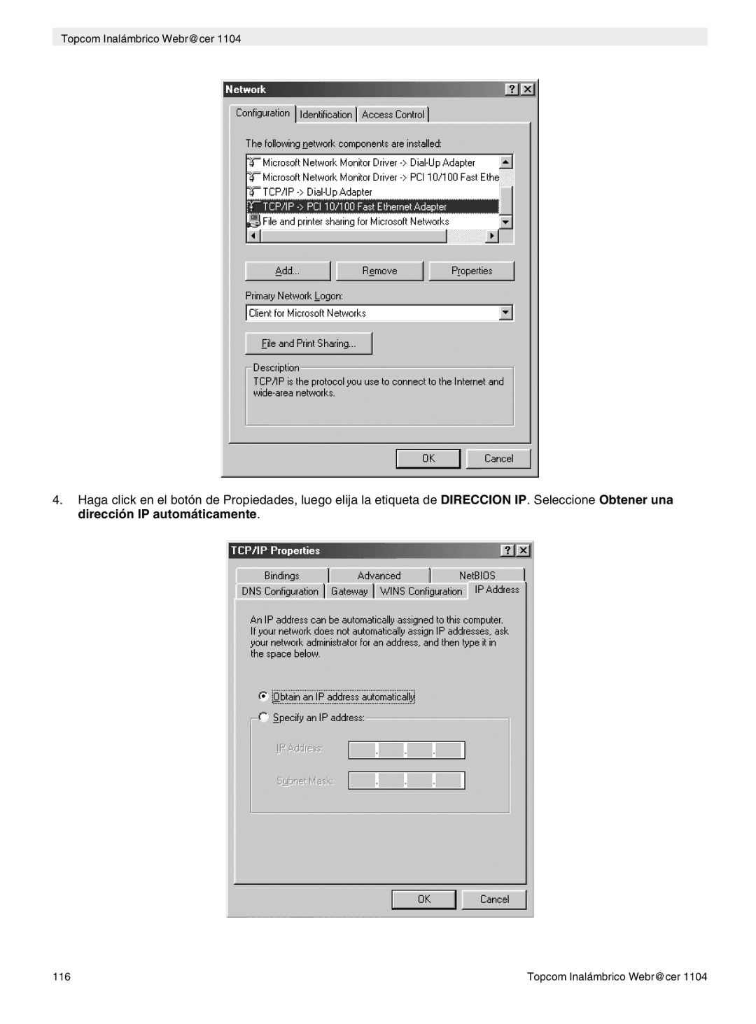 Topcom 1104 manual do utilizador Topcom Inalámbrico Webr@cer 