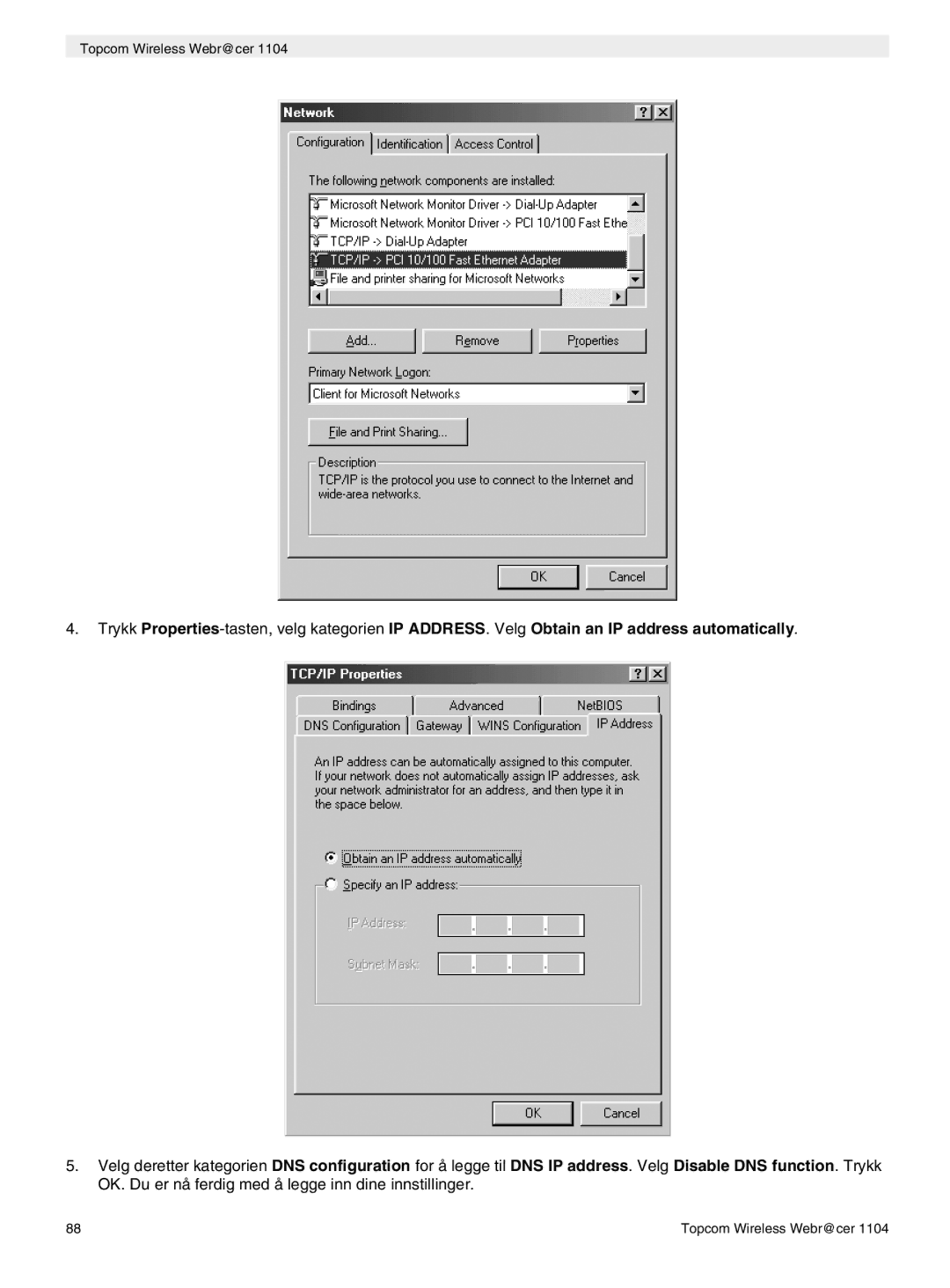 Topcom 1104 manual do utilizador Topcom Wireless Webr@cer 