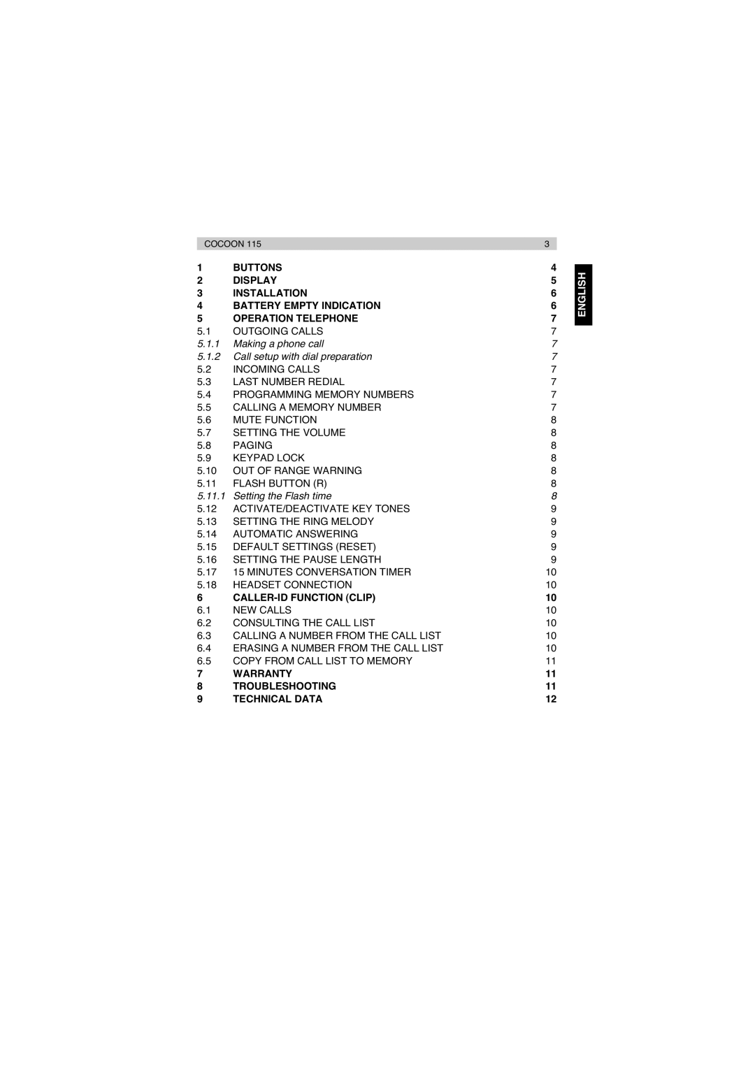 Topcom 115 manual English 