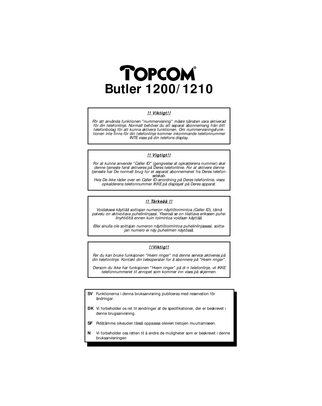 Topcom manual Butler 1200/1210 