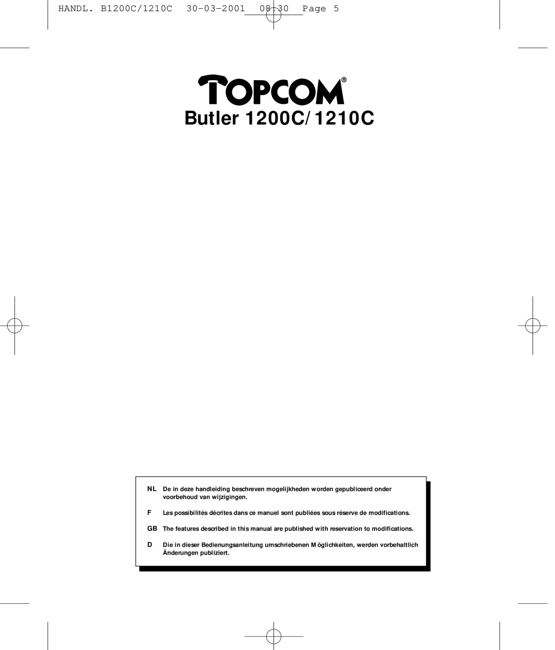 Topcom manual Butler 1200C/1210C 