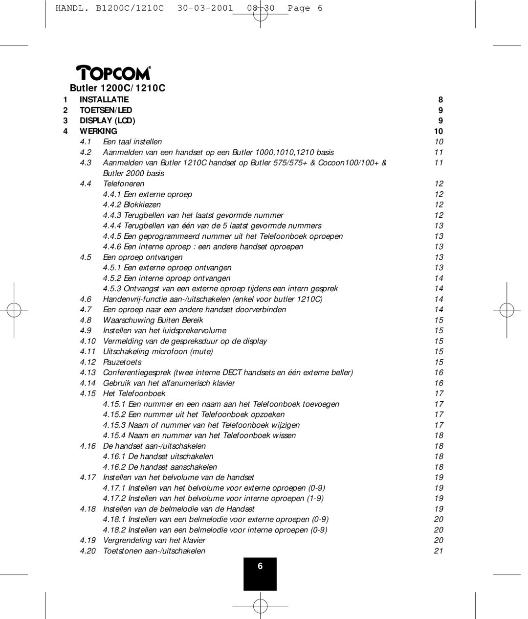 Topcom manual Butler 1200C/1210C 