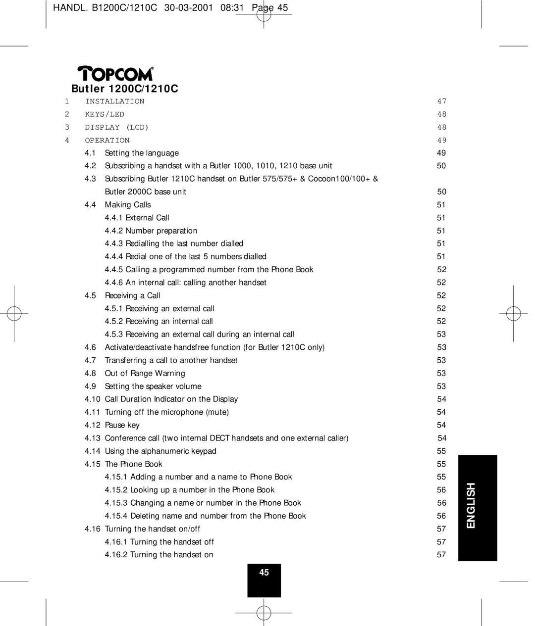 Topcom 1210C, 1200C manual English 